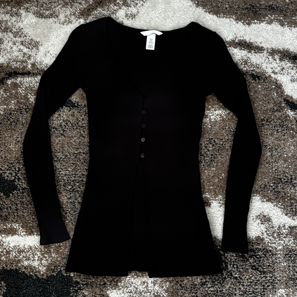 H&M Black Ribbed Long Sleeve Top